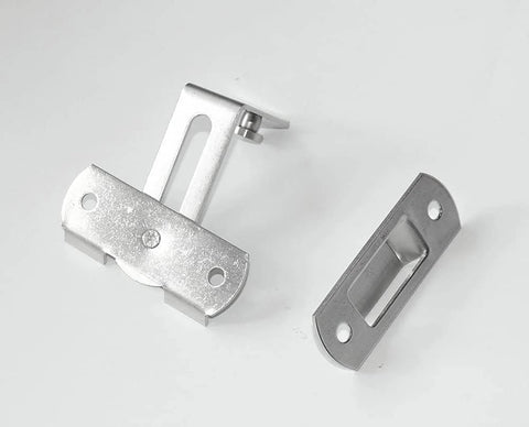90 Degree Stainless Steel Sliding Door Latch For Barn Doors And Cabinets, Safety Locking Mechanism, Right Angle, Silver Finish