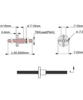 Technical drawing of T6 Lead Screw With 6mm Trapezoidal Thread And Premium Brass Nut dimensions for CNC and 3D Printers.
