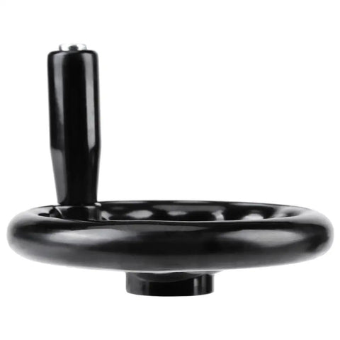 Smooth Operation 3 Spoke Hand Wheel 125mm Diameter With 12mm Bore And Revolving Handle For Lathe Milling Machine Grinder Industrial Tool Adjustments viewed from the side.