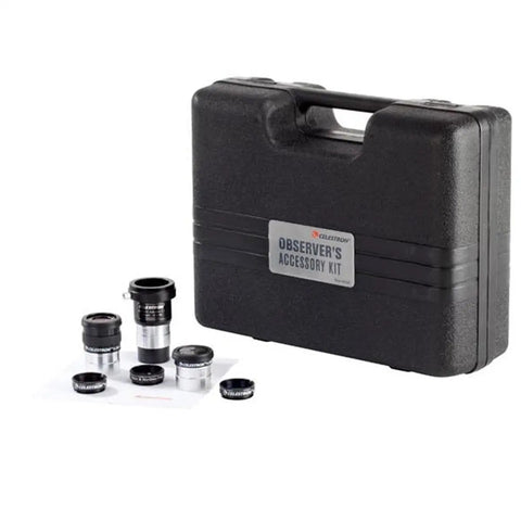 Eight Piece Telescope Accessory Kit With Two 1.25 Inch Plossl Eyepieces, 2X Barlow Lens, Three Filters, Case, and Cleaning Cloth