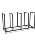 Heavy Steel Rolling Cart With Smooth Locking Casters For Cardboard Storage And Canvas Drying, five vertical holders on a sturdy frame.