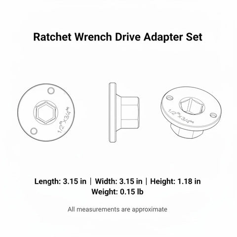 Kick Ass Multipurpose Ratchet Drive Adapter Kit With 4-Piece Carbon Steel Socket Converter Set For Ultimate Versatile Tool Compatibility In Auto Repair And Gear Work, 1/2 x 3/4 in