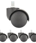 Universal Silent Caster Wheels For Office Chairs Replacement Smooth Swivel Rollers with locking screws and durable black material.