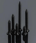 Badass Fifty Piece Kit Of Black 304 Stainless Steel Number 12 Flat Head Phillips Sheet Metal Screws Half Inch Length showcasing varying sizes.