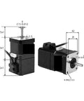 Front and side views of two 42HS40-YC-PD brake stepper motors, 12V, 1.5A, 40 N·cm, NEMA17