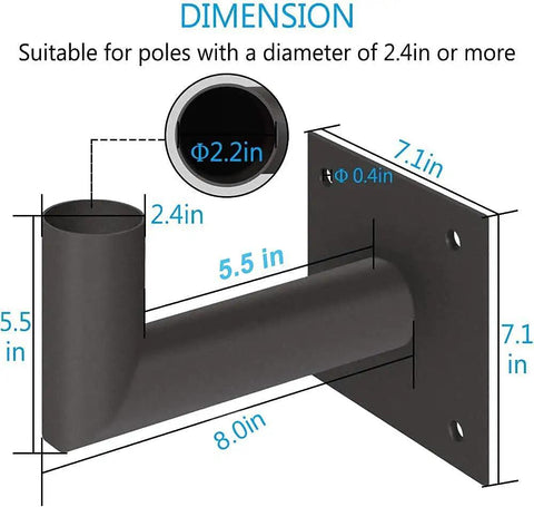 Dimensions of 90 Degree L Shaped Wall Mount Bracket For Outdoor LED Lights Tenon Adaptor Dusk To Dawn Photocell Ready