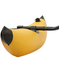 Close-up of yellow inflatable kayak stabilizer outrigger kit with floating bracket for superior stability on kayaks and canoes