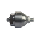 Close-up of Beefed Up Hydraulic Accumulator 40 1/4 120 For Industrial Fluid Systems One Color Valve Kit, heavy-duty metal design.