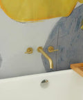 Wall Mount Tub Filler With Two Handles Bathtub Faucet, Extra Long 11 Inch Spout Reach, Gold Brushed Finish over bathtub