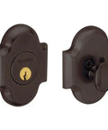 Rock Solid Electronic Single Cylinder Deadbolt Delivering Hella Secure Touchpad Entry With Seamless Z Wave Integration Premium Venetian Bronze Trim close-up of lock with keyhole and round knob