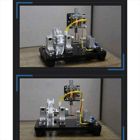 Single Coil Hall Effect Motor for Educational Circuits High Speed Reciprocating Electromagnet Kit, side and front view