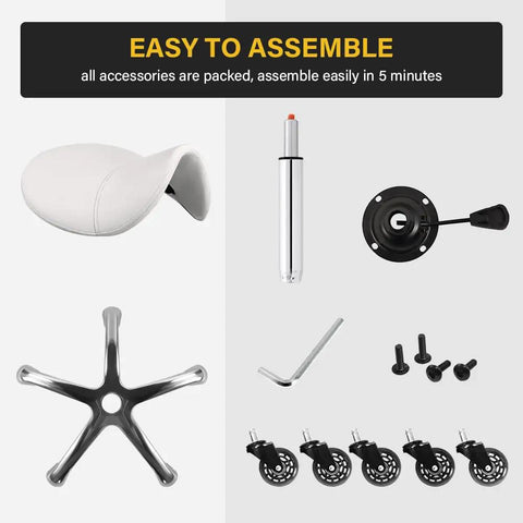 Heavy Duty Saddle Rolling Stool With Wheels Hydraulic Swivel Ergonomic Leather Seat Adjustable Height 400 Lb Capacity parts