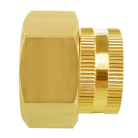Two Pack Beefy Brass Swivel Pipe Fitting Three Quarters Inch GHT To One Inch NPT Double Female For Garden Hose Threads Rotating Joint Heavy Duty Brass Connector brass swivel adapter
