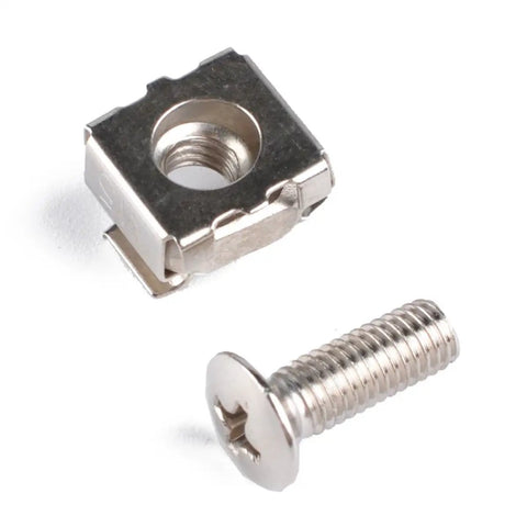 Two Sets Square Hole Cage Nuts With Mounting Screws And Washers, Nickel Plated Iron, Heavy Duty And Easy Install, Corrosion Resistant