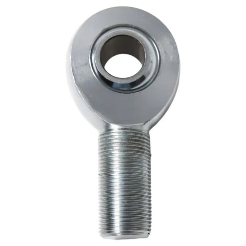 Close-up of Knockout Beefy Heim Joint Rod End Kit machined from heat-treated chromoly steel, showing shiny chrome sleeve and threaded end.