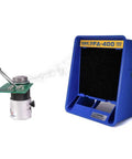 Pro Solder Smoke Absorber for Fast Safe Fume Cleanup on Workbench with activated carbon filter next to soldering process