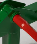 Close-up of Euro Global Hay Frame with 49 Inch Spear and Stabilizers for John Deere Tractors, heavy duty gear.