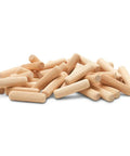 Heavy Duty Fluted Wooden Dowel Pins 3/8 X 1 1/2 Inch Pack Of 100 stacked on white background for woodworking projects.