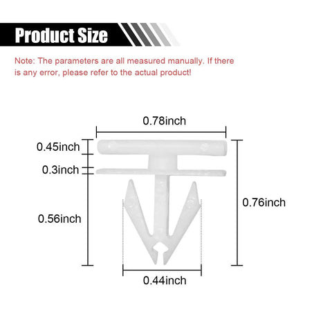 Bully Tough Nylon Rocker Panel Molding Rivet Clips 20 Pack, 0.78x0.76 inch fasteners for secure car body panel installation.