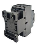 Side view of Three Pole Three Normally Open AC Magnetic Contactor 32A Rating 24V Coil Industrial Electrical Relay, durable black housing.