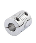 Aluminum Shaft Coupling 10mm to 12mm for Stepper Motors 30mm Length 25mm Diameter Set Screw Coupler displayed on white background