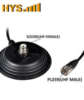 Magnetic Vehicle Antenna Mount With A 4.3 Inch Base And Heavy Duty Hold, 30.8 Lb Pull, SO-239 Style, PL-259 Connector