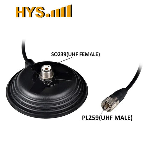 Magnetic Vehicle Antenna Mount With A 4.3 Inch Base And Heavy Duty Hold, 30.8 Lb Pull, SO-239 Style, PL-259 Connector