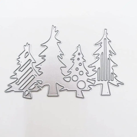 Christmas Tree Die Set For Card Making And Scrapbooking, metal cutting dies with tree shapes for paper craft and DIY projects.