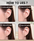 Step-by-step guide using Black Threadless Nose Stud Set 18G And 20G Hypoallergenic Nostrial Tragus Lip Medusa Cartilage Helix Conch Piercing Jewelry.