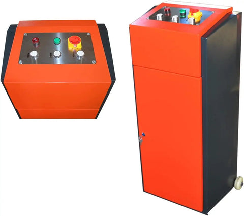 Control panel for 8000 Lbs Mid Rise Scissor Auto Car Lift With Electric Release Plug And Play 110V, featuring orange casing and buttons.