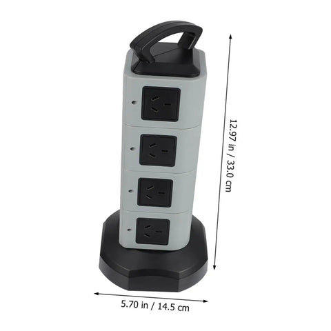Heavy Duty Usb Power Strip With Secure Outlet Protectors Multi Port Smart Charger Fireproof Build For Phones Tablets Heavy Load Built Tough Quick Charge Hub showing three AC outlets and a sturdy base.