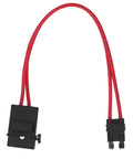 Heavy Duty Mini Blade Fuse Connector Holder 5 Pack 20 Amp Atm With 16 Awg Wire Extension showing black connector with red wire.