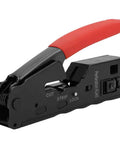 All In One Ethernet Cable Crimping Tool With Wire Cutter And Stripper For Cat5 Cat5e Cat6 Cat6a Cat7 8P8C 6P6C Crystal Head Plier With Non Slip PVC Handle In Red