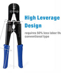 All In One Wire Rope Swaging Tool With Built In Cutter for Aluminum and Copper Sleeves, blue handles, high leverage design