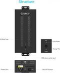 Badass Industrial Grade 30 Port USB Hub Featuring 300W Power Brick and Smart Charging Station mounted on wall with metal enclosure.