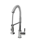 Chrome Finish One Handle Pull Down Sprayer Kitchen Faucet With 360 Degree Swivel Spout, Solid Brass Construction, Ceramic Cartridge