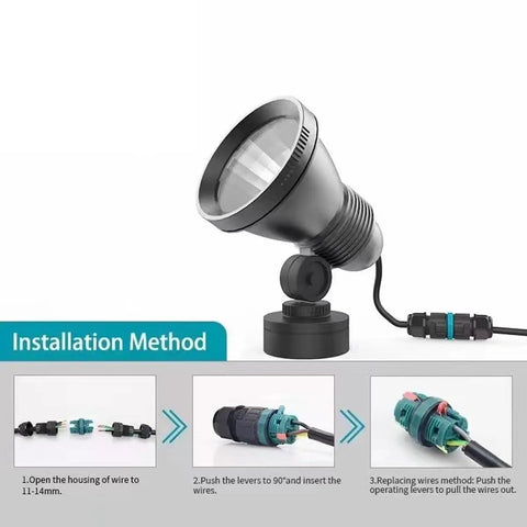 Installation of IP68 Waterproof 2 Way 3 Pin Junction Box Cable Connector For Outdoor Use 5-12mm Wire Range Screwless Quick Repair Power Extension