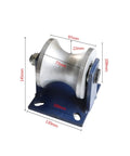 Heavy Duty Industrial Gate Roller With Ultra Smooth U Groove Track Wheel For Sliding Gates and Workshop Doors, dimensions shown.