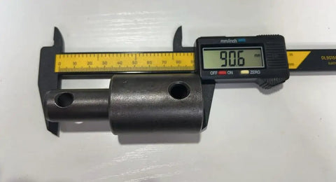 7/8 Inch Female To 3/4 Inch Male Earth Auger Adapter With Guide Pin For Power Drill Bits measured next to digital caliper