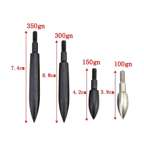 12 Pcs Archery Field Points Set Screw In Arrow Tips 100 150 200 250 300 350 Grain Black Stainless Steel for Target Practice