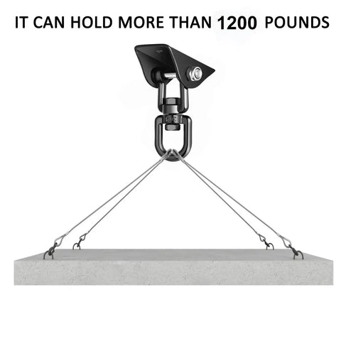 Heavy Duty 360 Degree Swivel Porch Swing Hanging Kit Built For 1200 Lb Capacity Stainless Steel Hanger Perfect For Hammocks Chairs And More Includes 2 Hangers Screws Bolts And Hooks For Quick Setup demonstrating load capacity