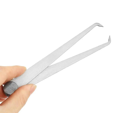 Hand holding Pro Grade Pottery Calipers Set In Stainless Steel For Ceramic Art, Outer And Inner Measuring, 6 Inch Joint Calipers