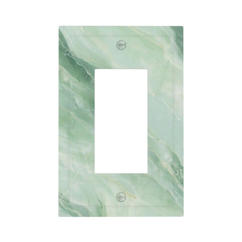 Clean Line Green Marble Abstract Outlet Cover 1 Gang Switch Plate Bathroom Bedroom Quick Flip Decor No Hassle Setup Sharp Style Easy Mount Included Hardware Sweet Upgrade 2 Pack.