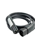 Portable EV Charger Extension Cable 48Amp 5Meter Cord 220Volt 1Phase. Close-up of connectors on a durable charging cord.