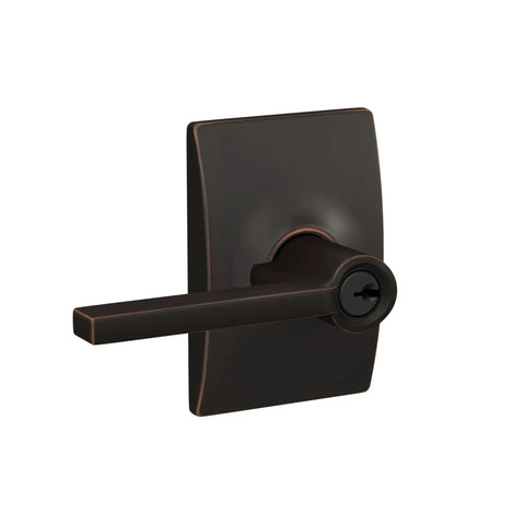 Latitude Lever Lock With Century Trim Keyed Entry In Aged Bronze, sturdy front door lockset with classic bronze finish