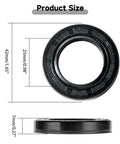Front and side views of a 5-pack black nitrile oil seal, TC double-lip with spring, 25x42x7 mm.