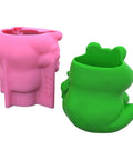 Frogs Planter Silicone Molds For Epoxy Resin And Concrete Crafts, DIY Friendly Cement Gypsum Casts, pink and green molds