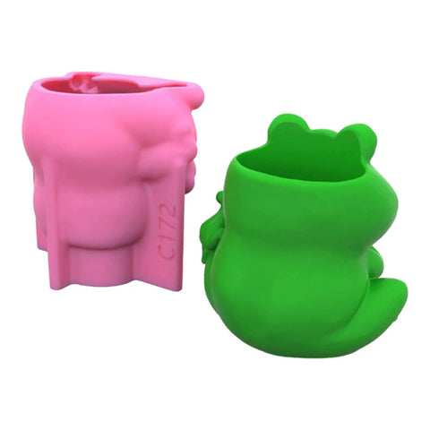 Frogs Planter Silicone Molds For Epoxy Resin And Concrete Crafts, DIY Friendly Cement Gypsum Casts, pink and green molds