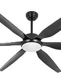 65 Inch Ceiling Fan With Lights And Remote, 6 Blades, Large Black Indoor Outdoor Ceiling Fan