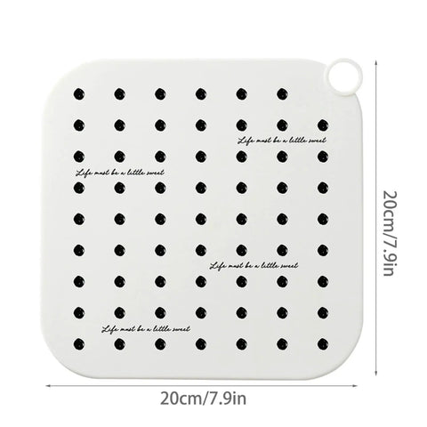 Hair Stopper Shower Drain Strainers Silicone Adjustable, A, 7.9 x 7.9 inches, white with black dots, designed for drainage protection.